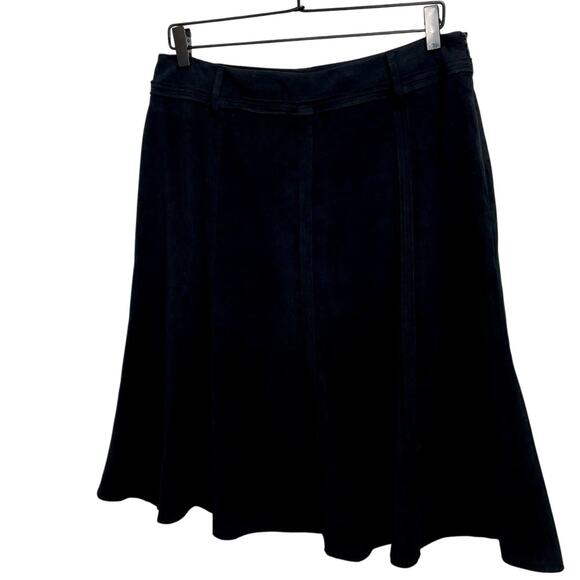 Vintage 90s Women's Larry Levine Black Paneled Midi Faux Suede Skirt - Sz 12 - Picture 5 of 10